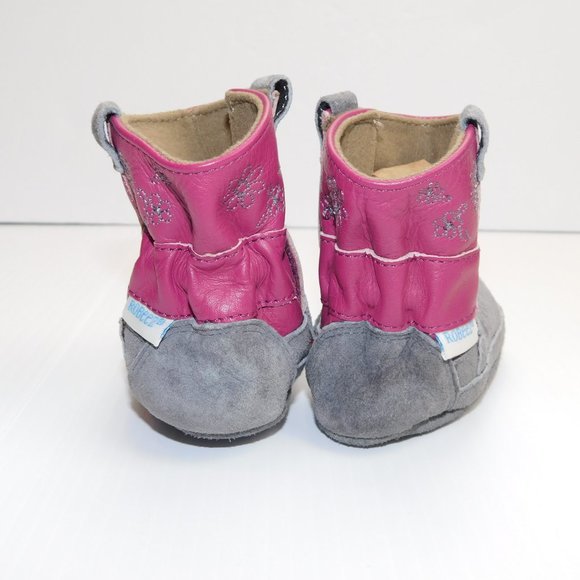 Robeez 0-6 months Girls soft sole Boots Wine Gray - Picture 8 of 10